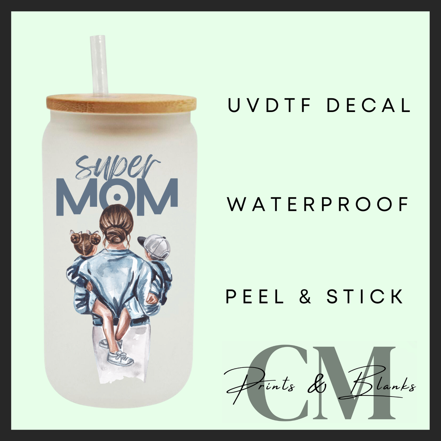 Super mom Uvdtf single decal (4”, 10cm)