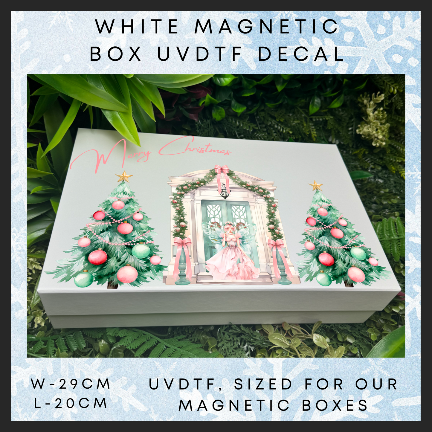 Tall pink angel Christmas uvdtf box print