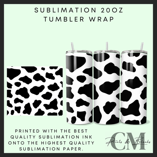 Cow print Sublimation 20oz tumbler wrap