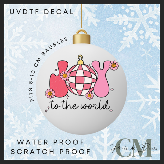 Joy to the world 8-10cm bauble Uvdtf decal