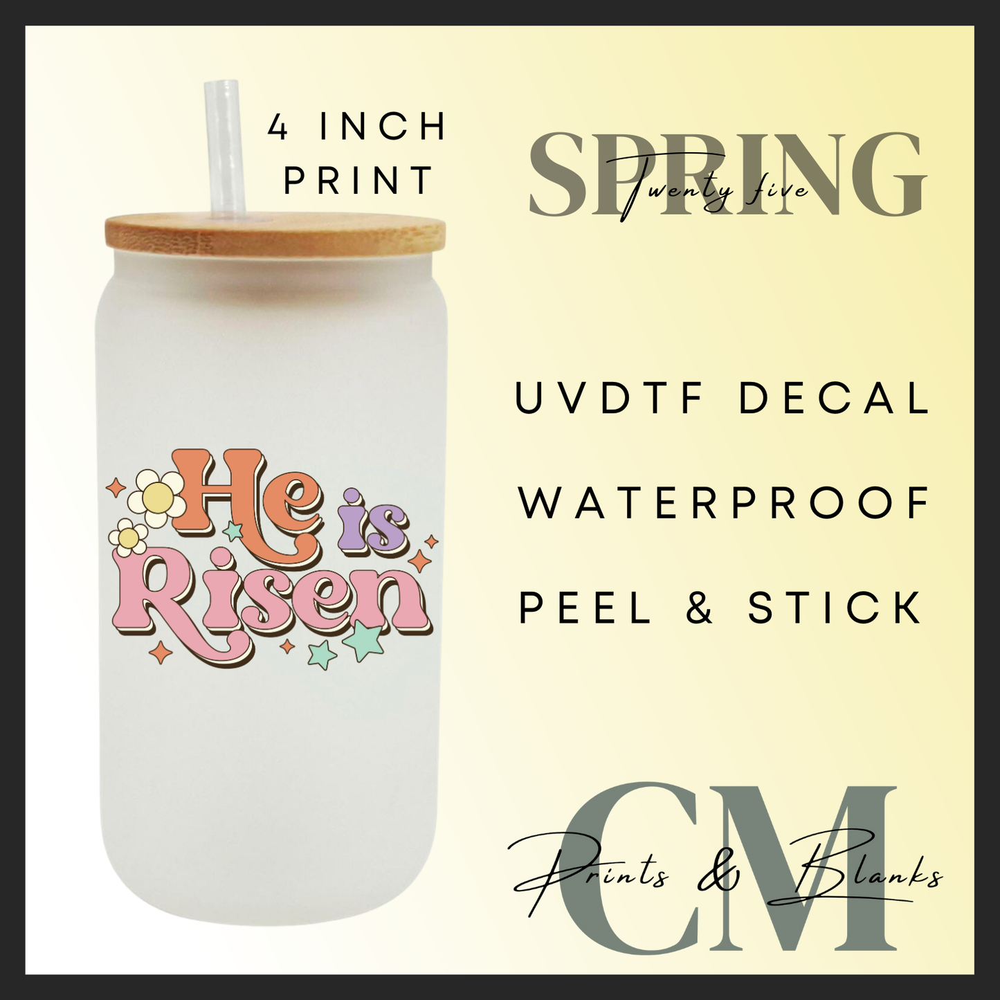 He is risen uvdtf single decals (4” / 10cm)