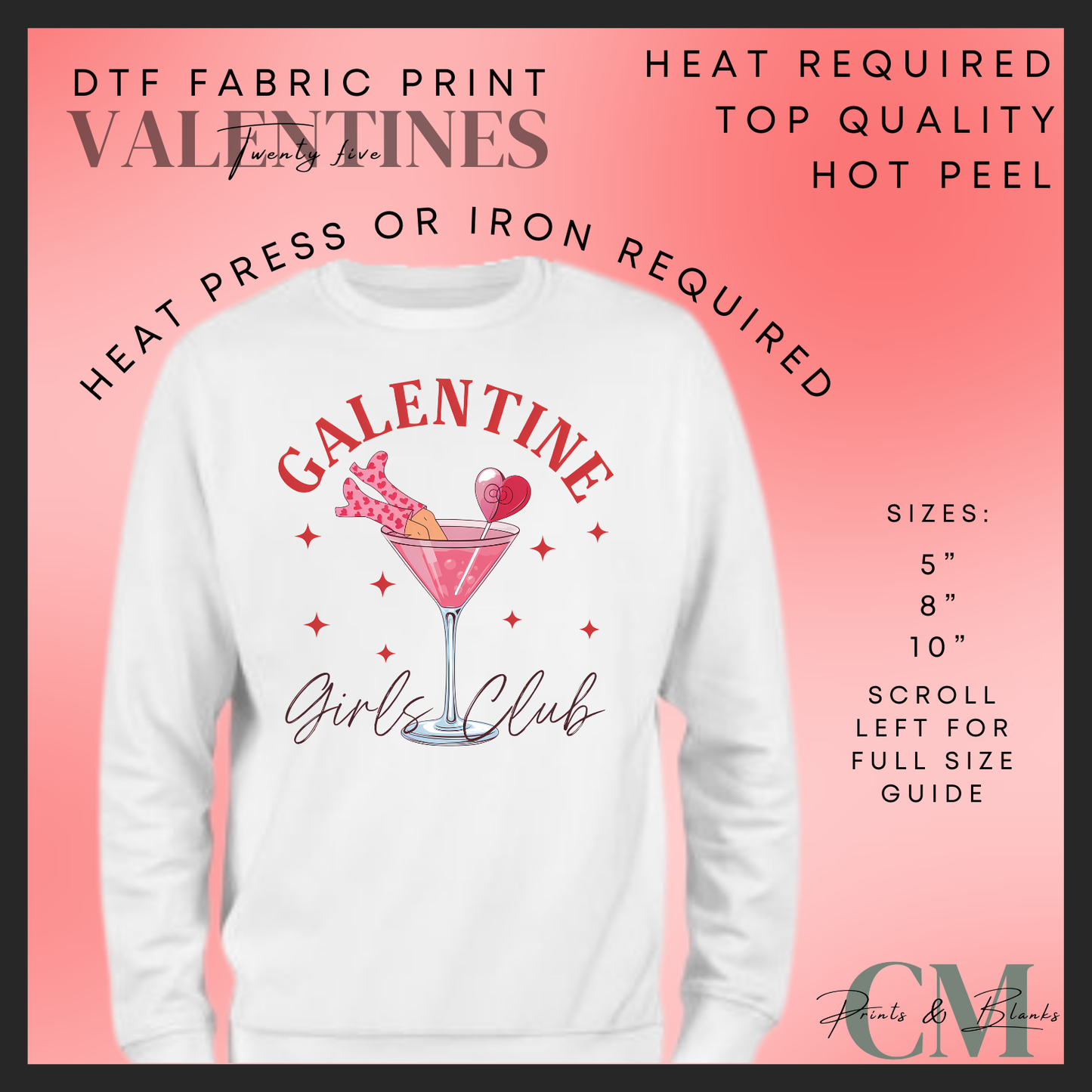 Galentines girls club DTF transfer