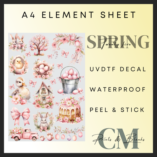 Pink Easter A4 uvdtf element sheet