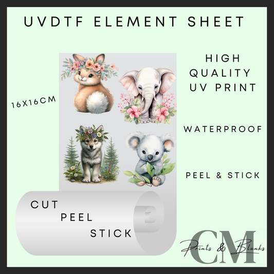 Floral animals Uvdtf element sheet