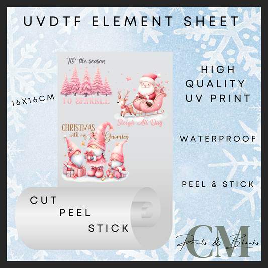 Pink sparkly Christmas Uvdtf element sheet