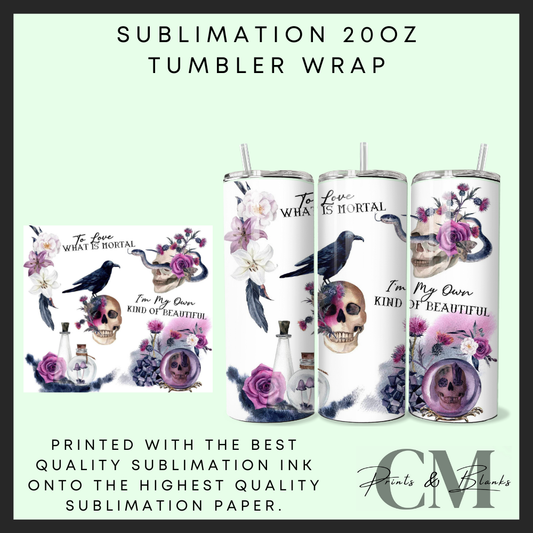 Skulls and crows Sublimation 20oz tumbler wrap