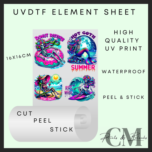 Skull summer Uvdtf element sheet