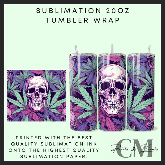 Skull 420 Sublimation 20oz tumbler wrap