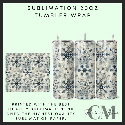 Snowflakes Sublimation 20oz tumbler wrap