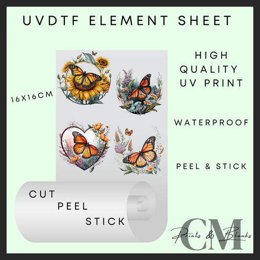 Flowers & butterfly’s Uvdtf element sheet