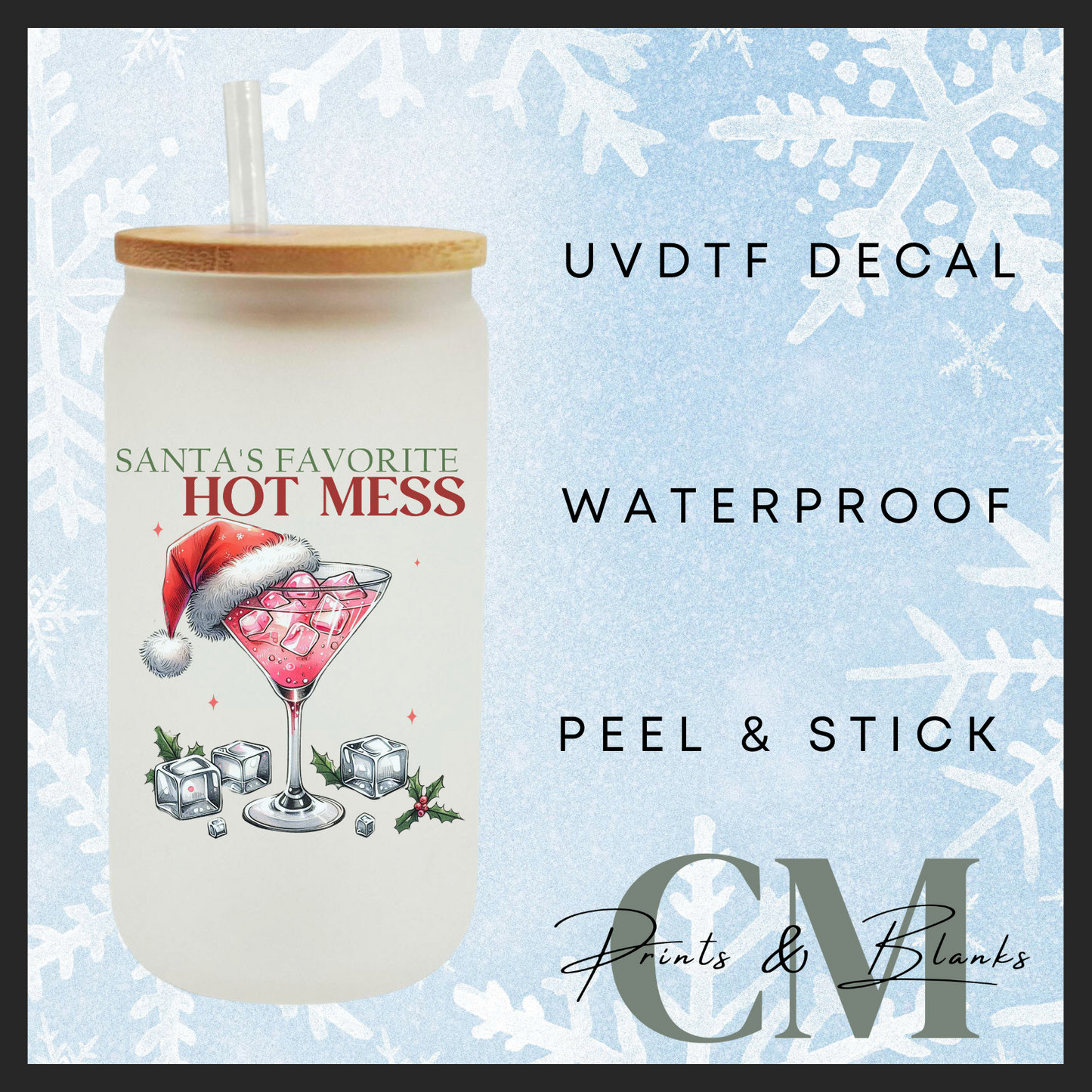 Santas favourite hot mess single uvdtf decal (4”, 10cm)