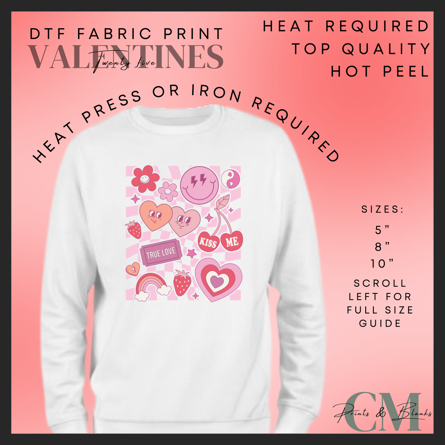 Pink retro DTF transfer