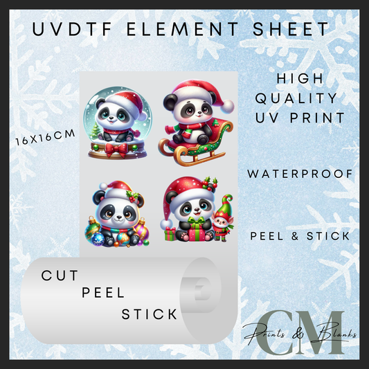 Christmas pandas Uvdtf element sheet