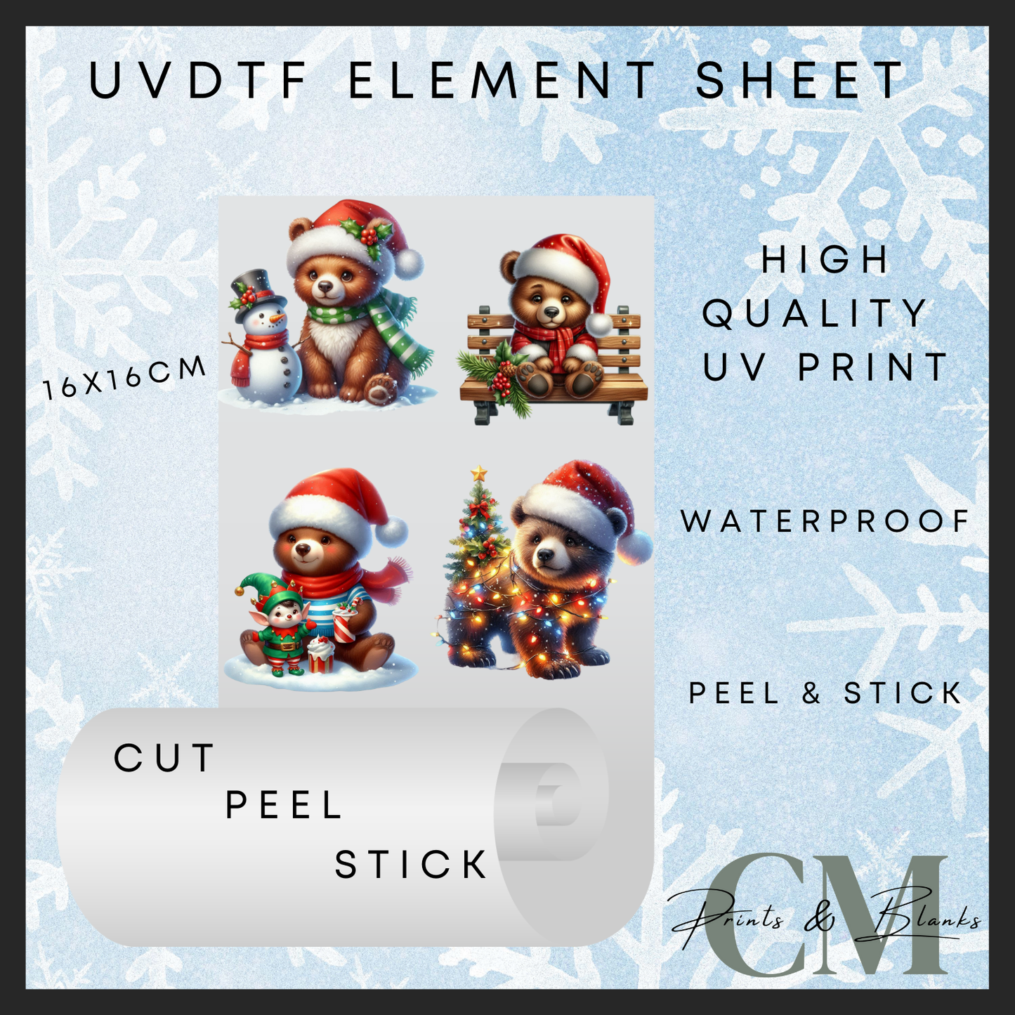 Christmas happy bears Uvdtf element sheet