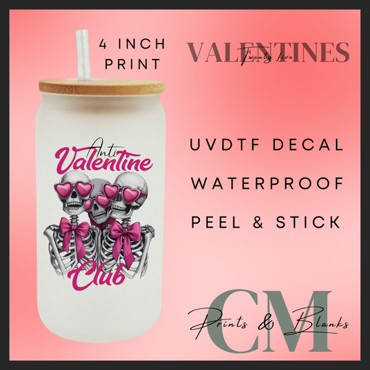 Anti valentines club Uvdtf single decal (4” / 10cm)