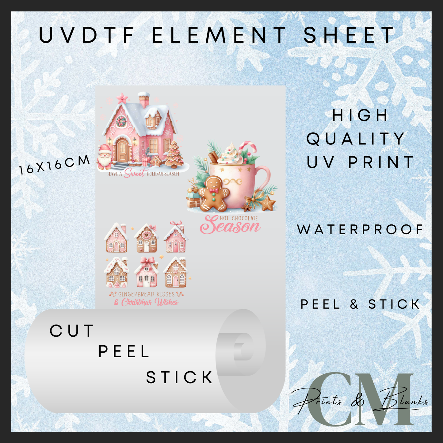 Pink Christmas houses & coco Uvdtf element sheet