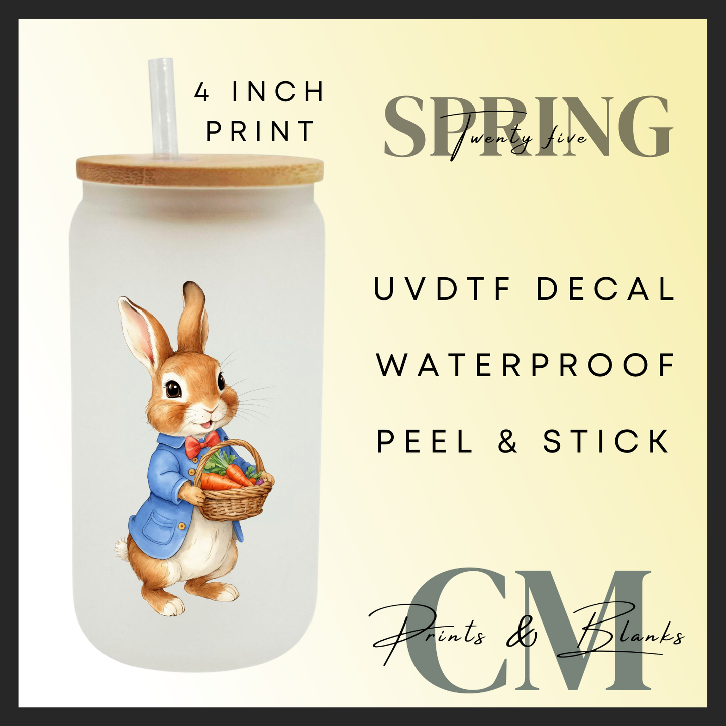 Carrot basket bunny Uvdtf single decal (4” / 10cm)