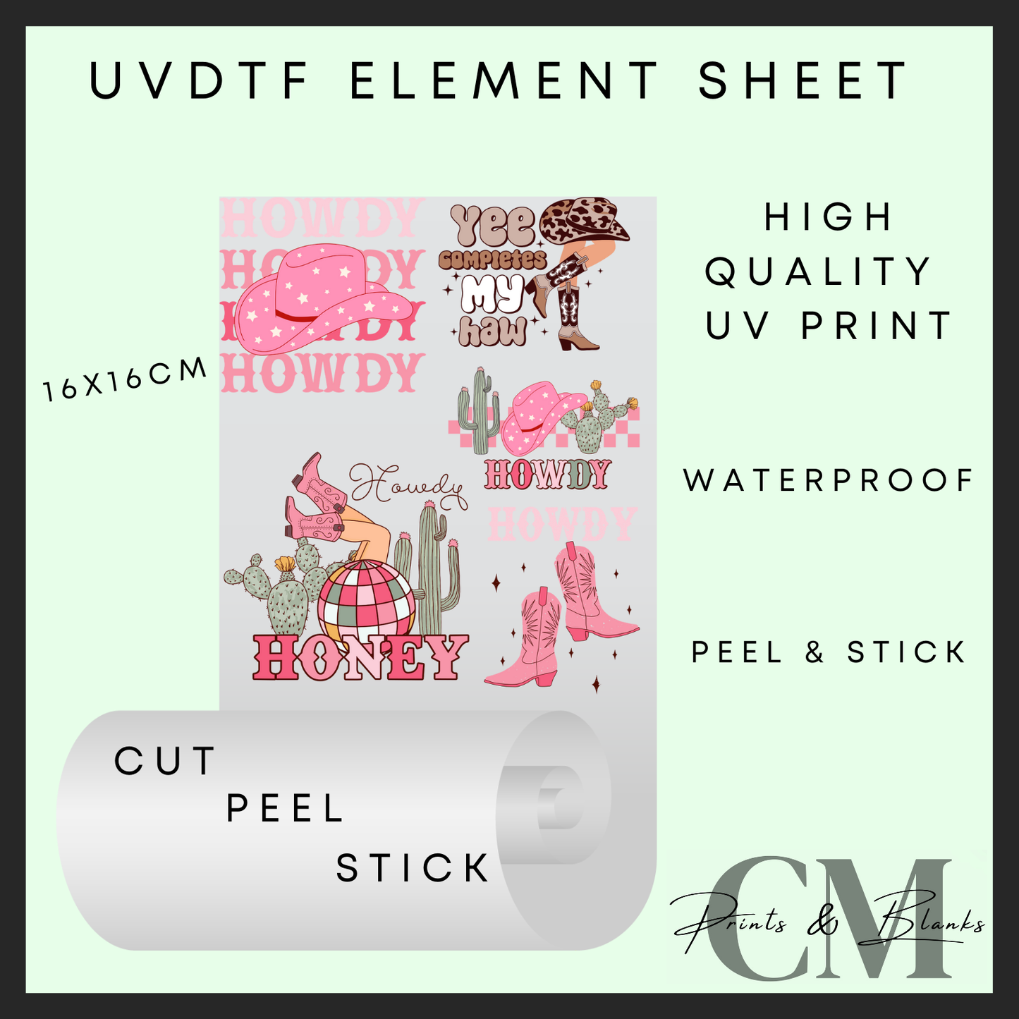 Pink cow girl Uvdtf element sheet