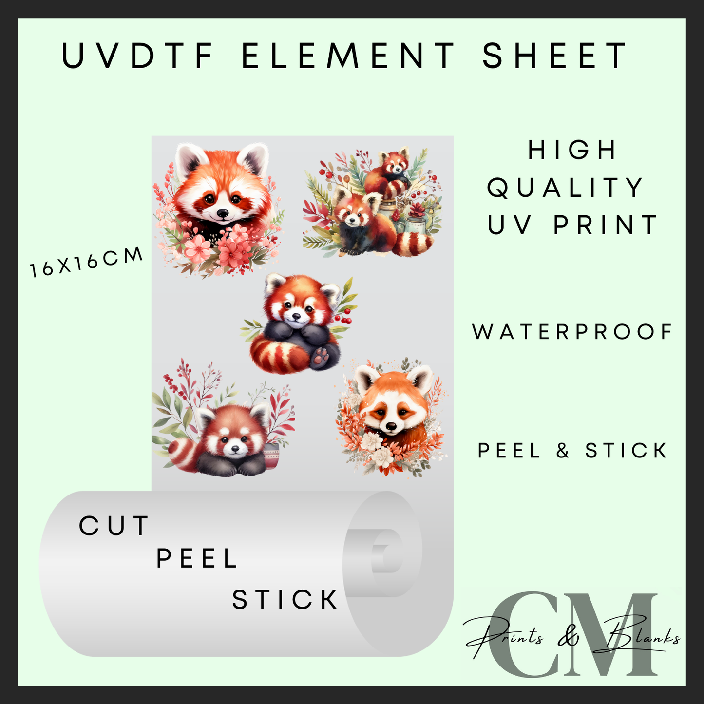 Red panda uvdtf element sheet