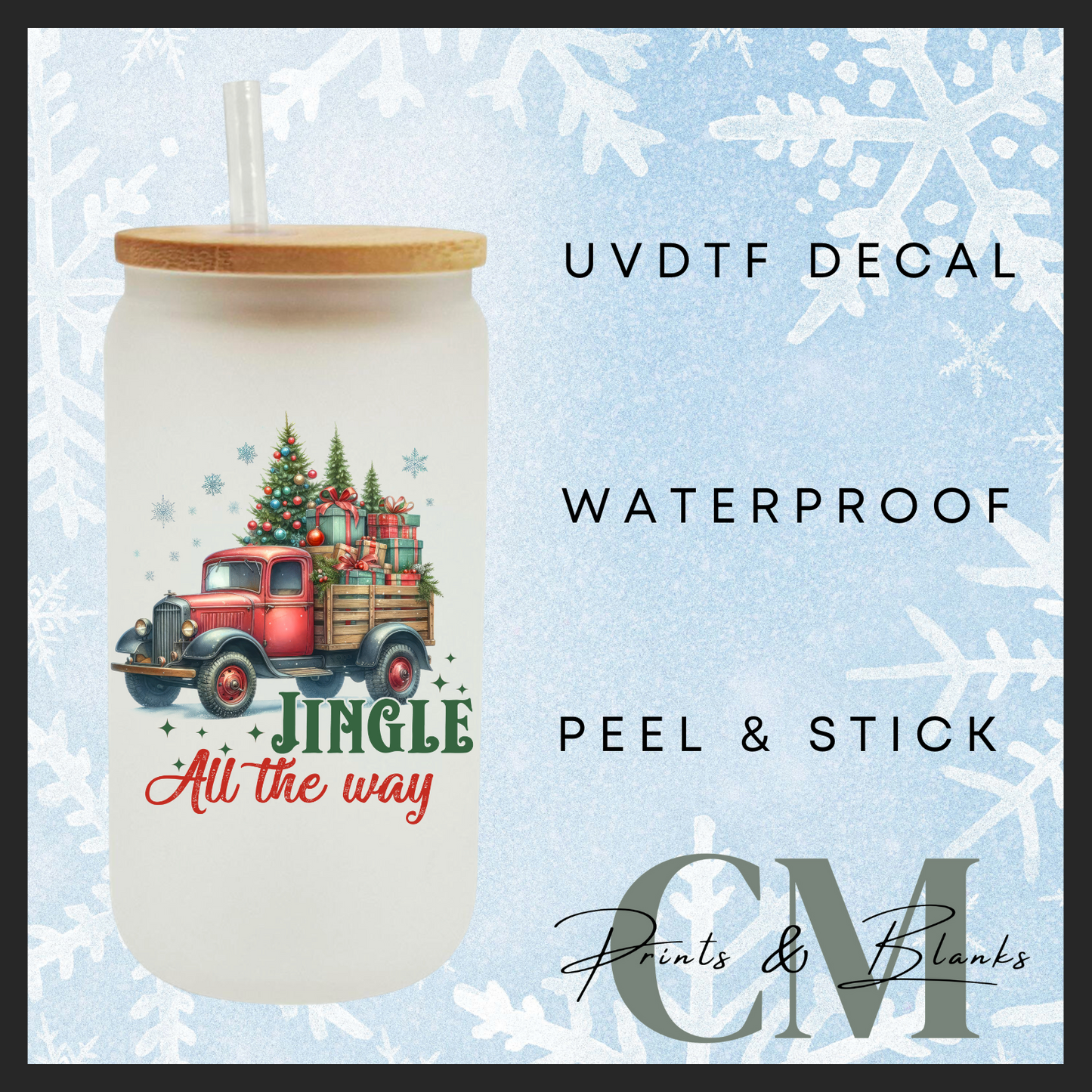 Jingle all the way single uvdtf decal (4” / 10cm)