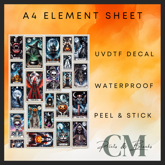 Halloween tarot cards A4 Uvdtf element sheet