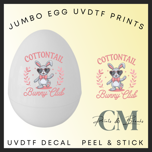 Cottontail bunny club jumbo egg uvdtf decal (15cm decal)