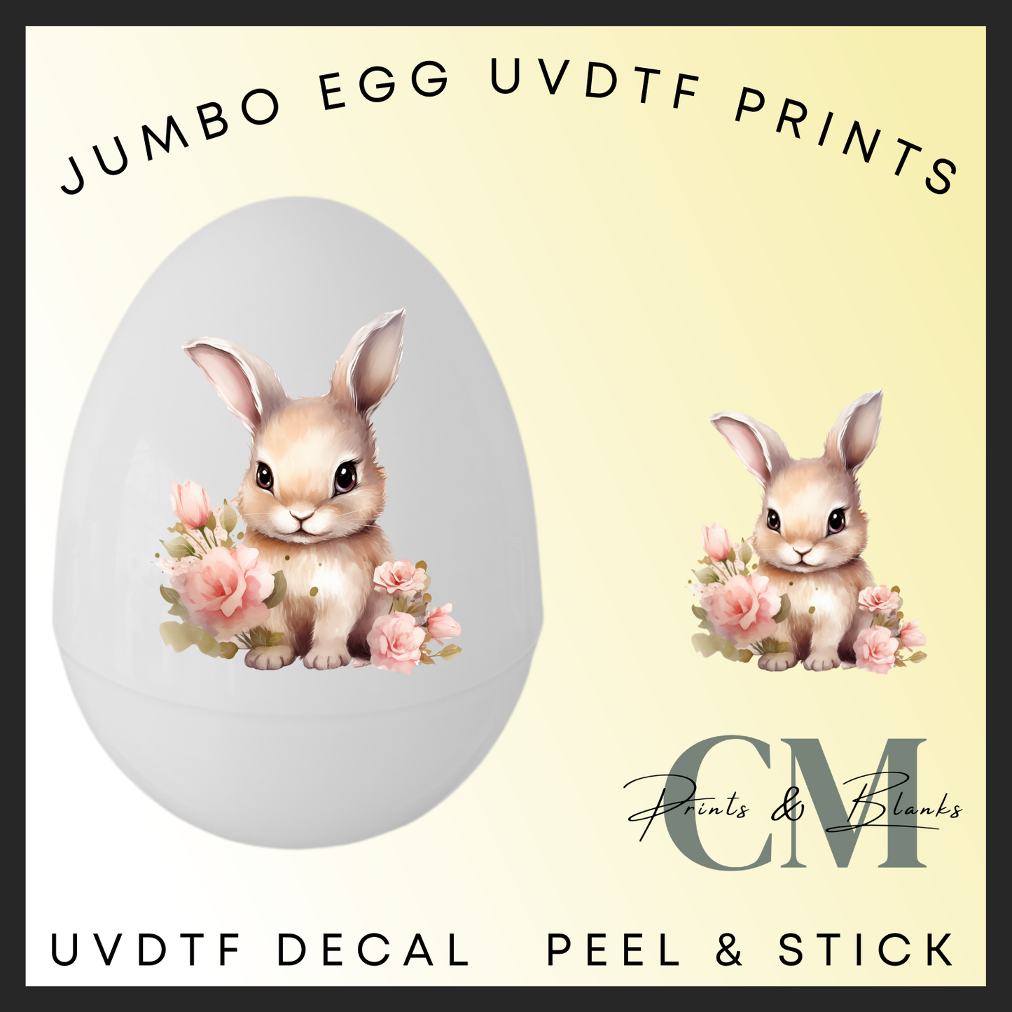 Pink bunny jumbo egg uvdtf decal (15cm decal)