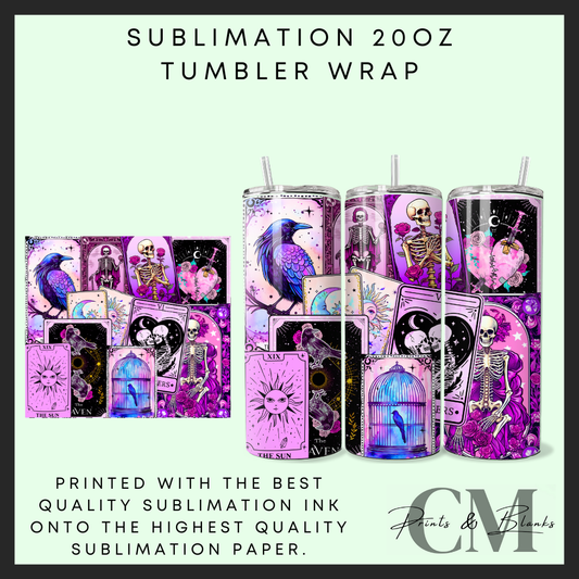 Pink tarot cards Sublimation 20oz tumbler wrap