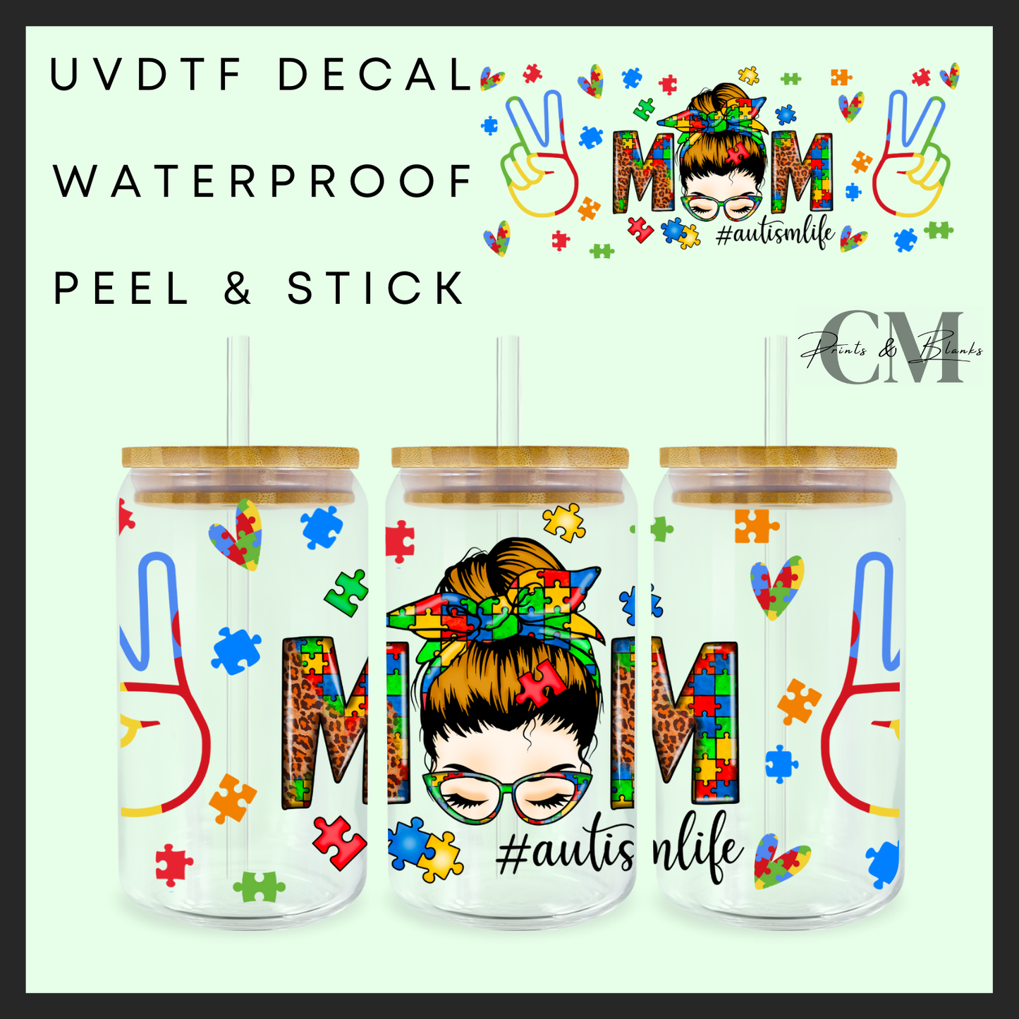 Autism mom 16oz Uvdtf wrap