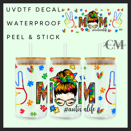 Autism mom 16oz Uvdtf wrap