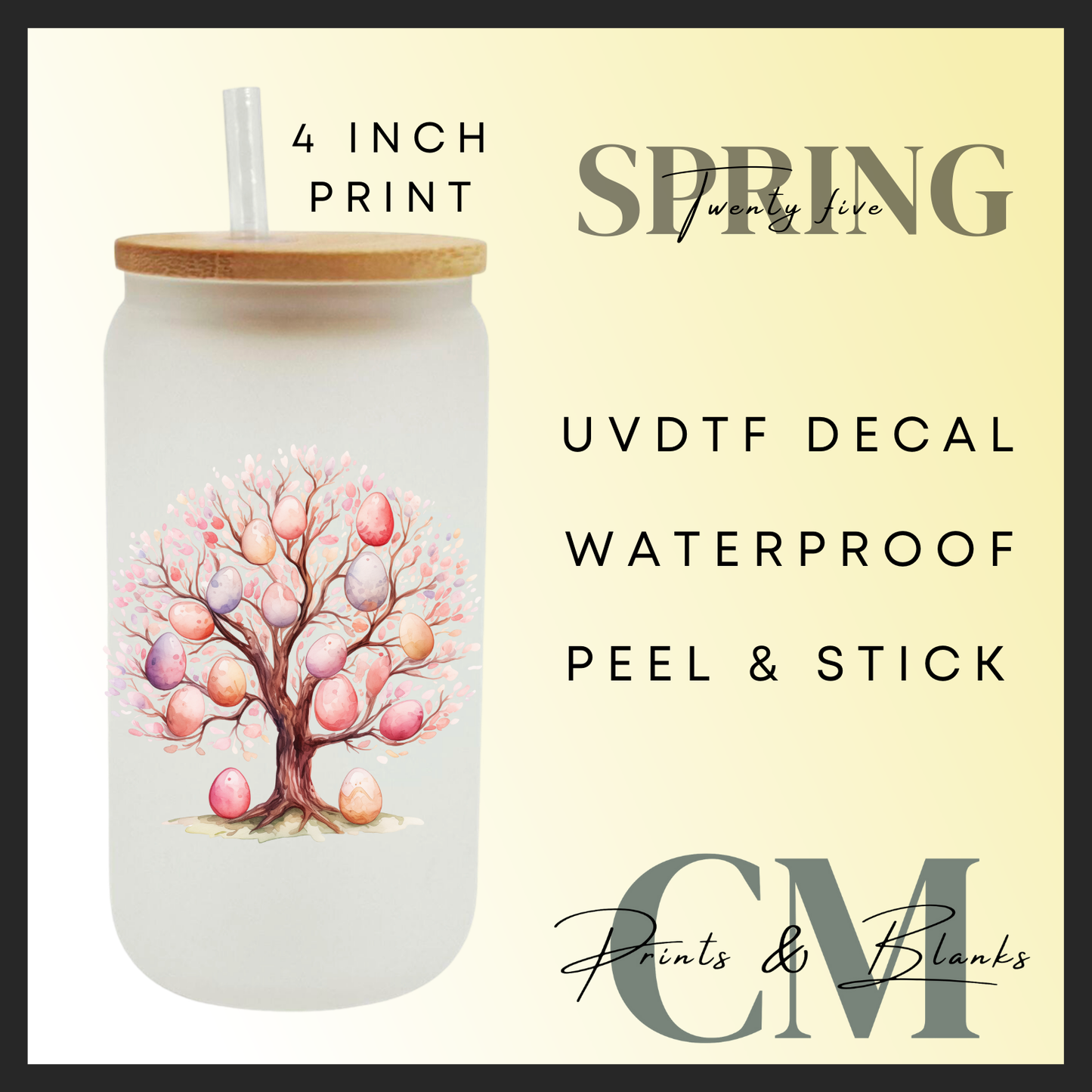 Easter pink tree uvdtf single decal (4” / 10cm)