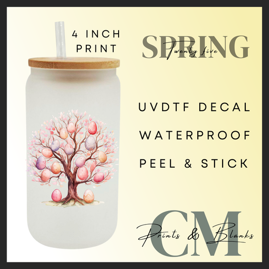 Easter pink tree uvdtf single decal (4” / 10cm)