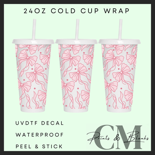 Pink bows 24oz Uvdtf wrap