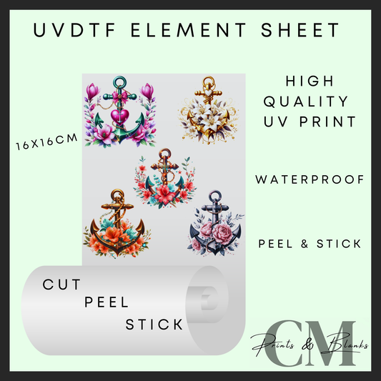 Flower anchors Uvdtf element sheet