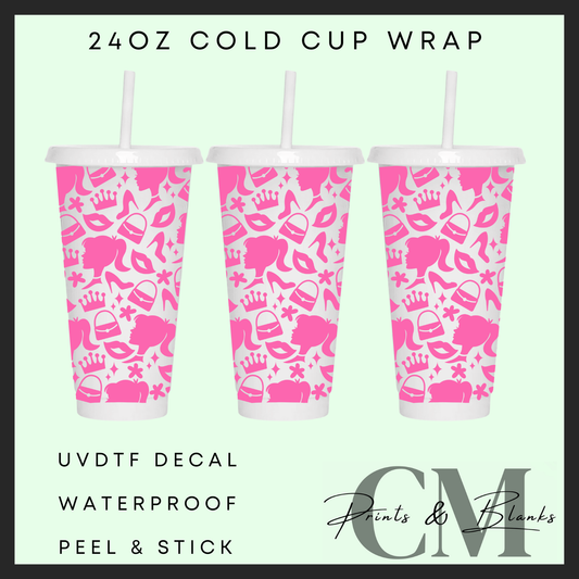 Pink doll 24oz Uvdtf wrap